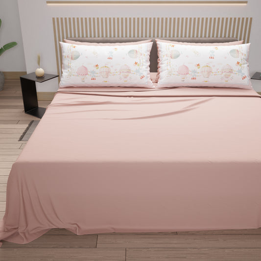 Draps en Coton, Parure de Lit avec Taies d'Oreiller en Impression Digitale Party Elephants