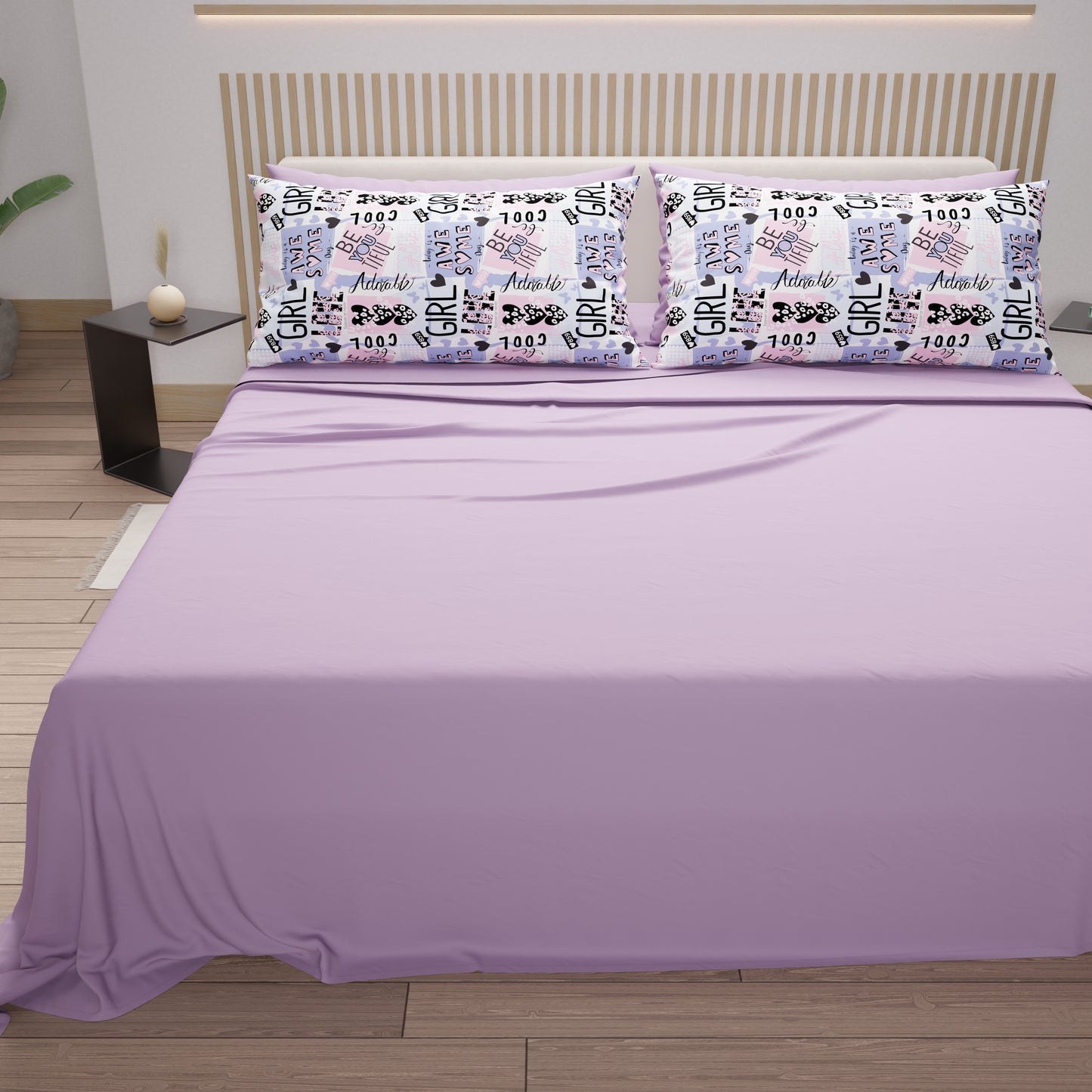 Lenzuola in Cotone, Completo Letto con Federe in Stampa Digitale Girl Cool