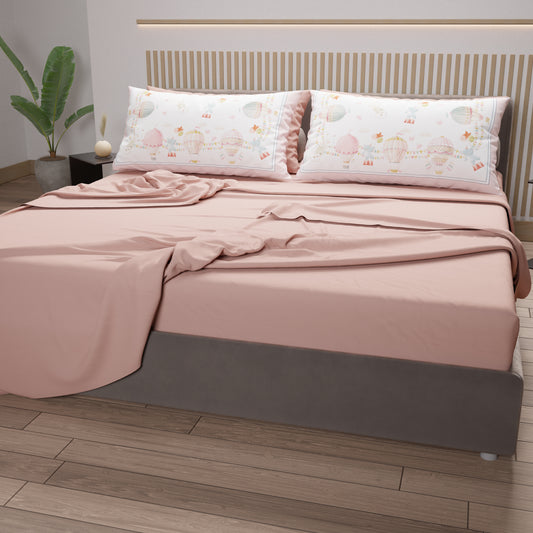 Draps en Coton, Parure de Lit avec Taies d'Oreiller en Impression Digitale Party Elephants