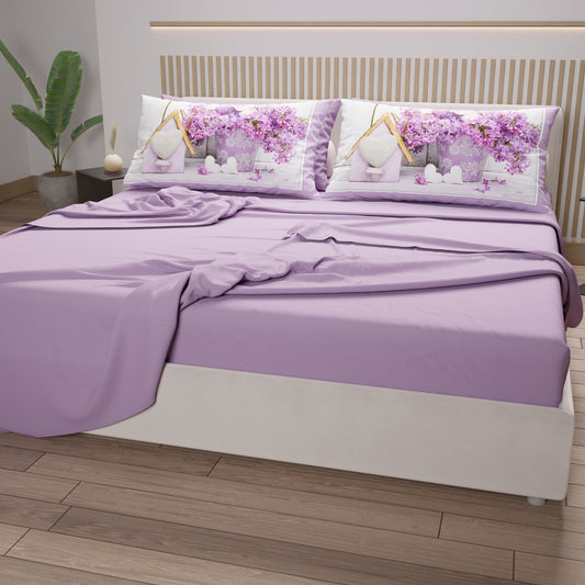 Lenzuola in Cotone, Completo Letto con Federe in Stampa Digitale Shabby 01