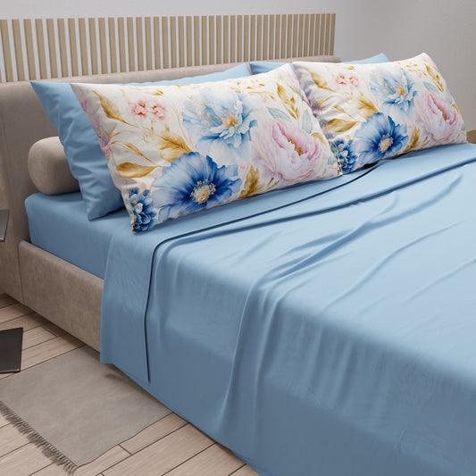Draps en Coton, Parure de Lit avec Taies d'Oreiller en Impression Numérique Marseille
