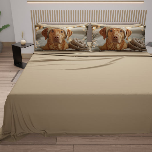 Draps Animaux en Coton, Parure de Lit avec Taies d'Oreiller en Impression Numérique Dog 25