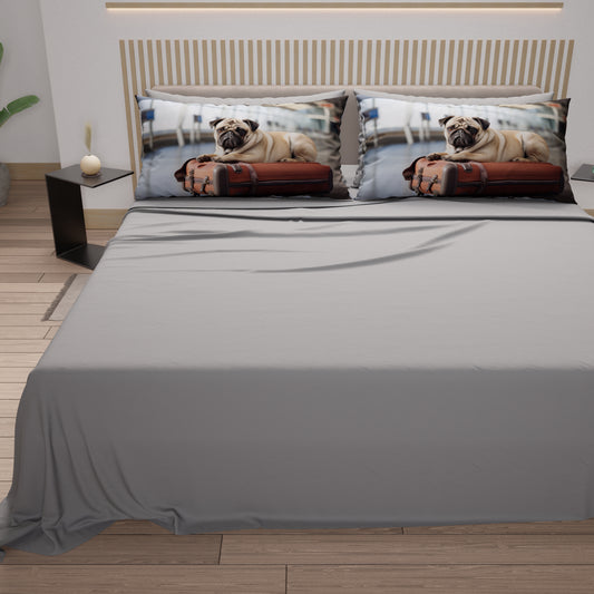 Draps Animaux en Coton, Parure de Lit avec Taies d'Oreiller en Impression Numérique Chien 15