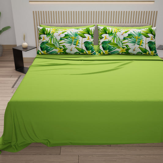 Draps en coton, parure de lit avec taies d'oreiller à impression numérique florale 115