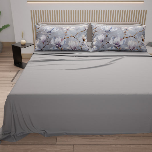 Draps en coton, parure de lit avec taies d'oreiller à impression numérique florale 116