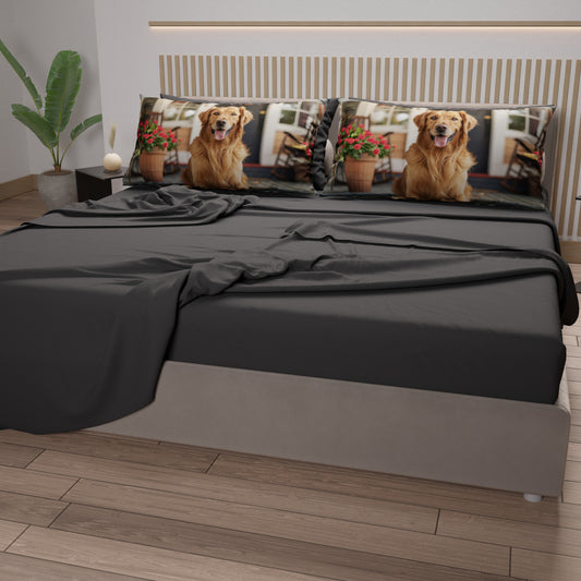 Draps Animaux en Coton, Parure de Lit avec Taies d'Oreiller en Impression Numérique Dog 24