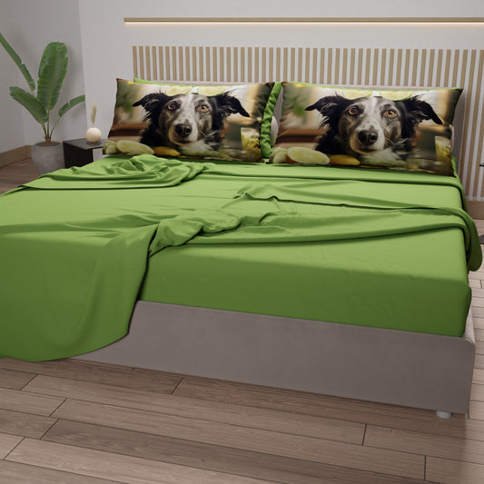 Draps Animaux en Coton, Parure de Lit avec Taies d'Oreiller en Impression Numérique Chien 21