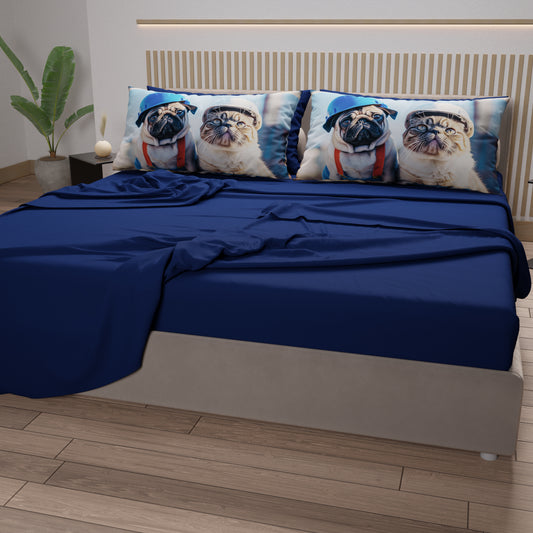Draps Animaux en Coton, Parure de Lit avec Taies d'Oreiller en Impression Numérique Chien 18
