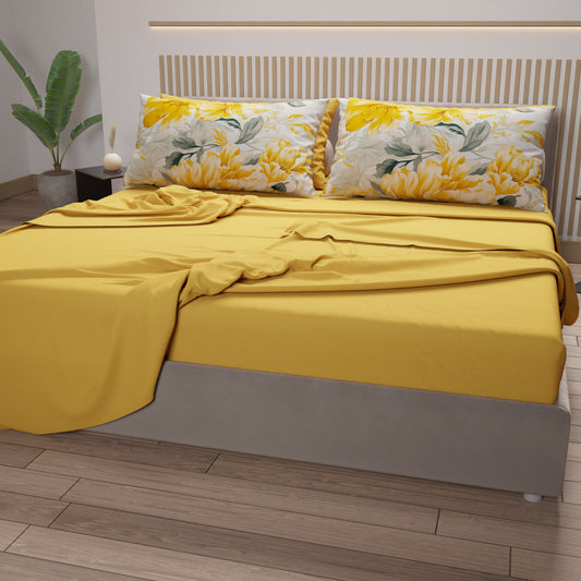 Draps en coton, parure de lit avec taies d'oreiller à impression numérique florale 110