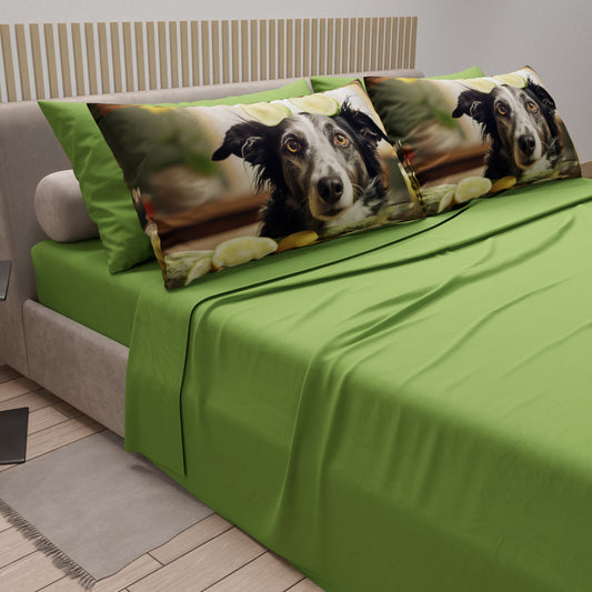 Draps Animaux en Coton, Parure de Lit avec Taies d'Oreiller en Impression Numérique Chien 21