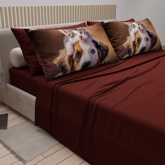 Draps Animaux en Coton, Parure de Lit avec Taies d'Oreiller en Impression Numérique Friends 10