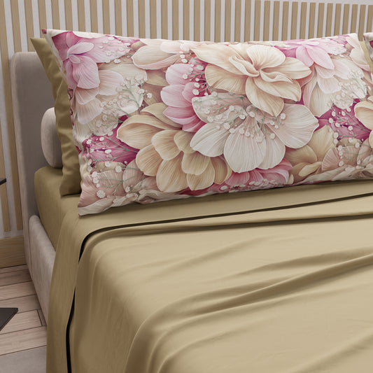 Lenzuola in Cotone, Completo Letto con Federe in Stampa Digitale Floreale 104