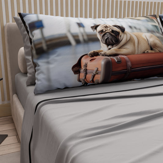 Draps Animaux en Coton, Parure de Lit avec Taies d'Oreiller en Impression Numérique Chien 15