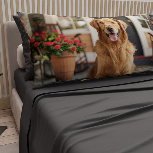 Draps Animaux en Coton, Parure de Lit avec Taies d'Oreiller en Impression Numérique Dog 24
