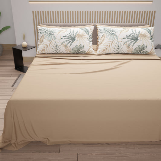 Draps en coton, parure de lit avec taies d'oreiller à impression numérique tropicale 103