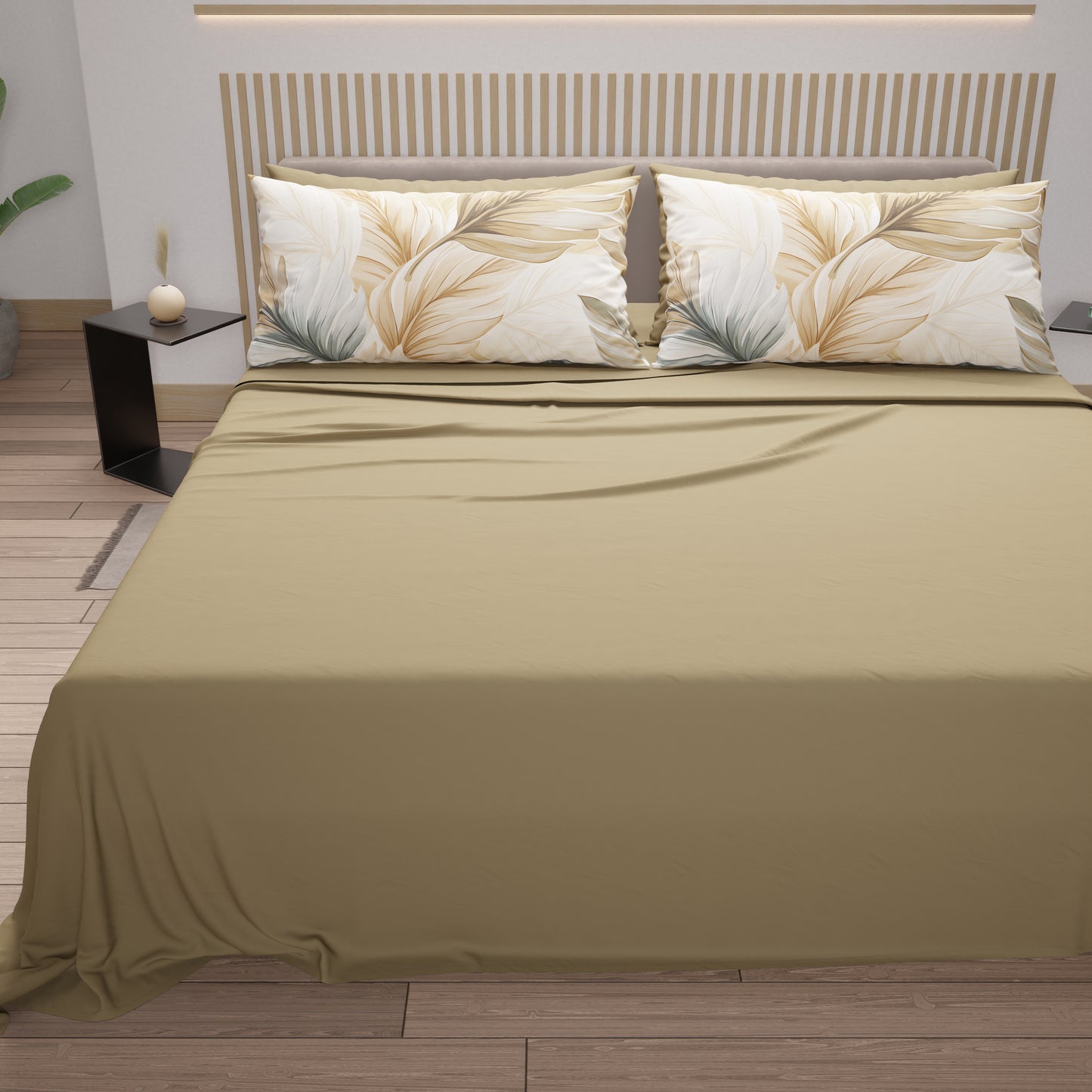 Draps en coton, parure de lit avec taies d'oreiller à impression numérique tropicale 104