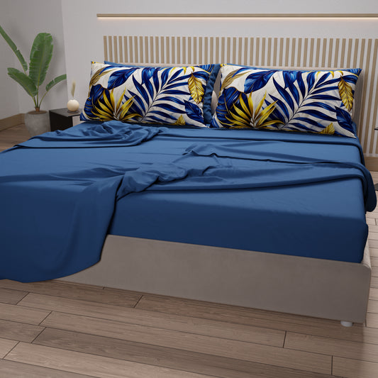 Draps en Coton, Parure de Lit avec Taies d'Oreiller en Impression Digitale Tropical 109