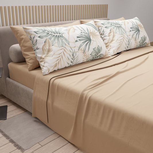 Draps en coton, parure de lit avec taies d'oreiller à impression numérique tropicale 103