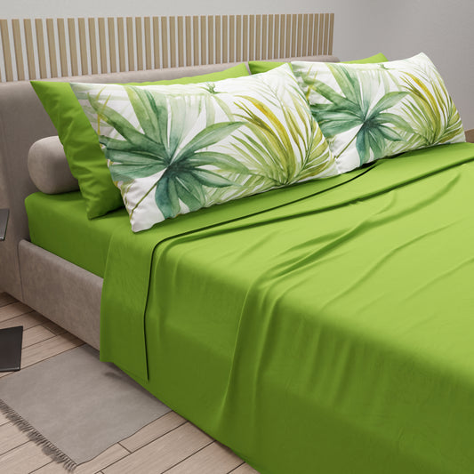 Draps en Coton, Parure de Lit avec Taies d'Oreiller en Impression Digitale Tropical 106