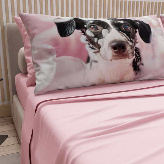 Draps Animaux en Coton, Parure de Lit avec Taies d'Oreiller en Impression Digitale Chiens 09