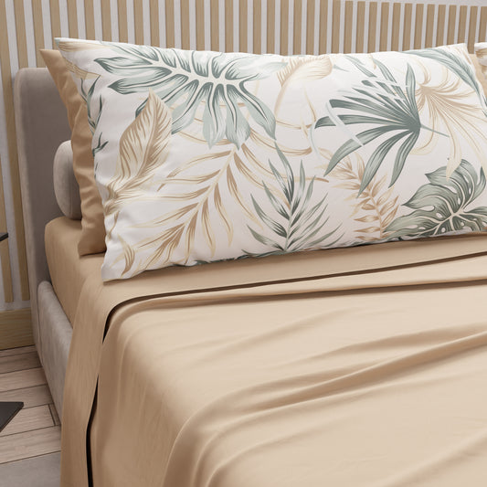 Draps en coton, parure de lit avec taies d'oreiller à impression numérique tropicale 103