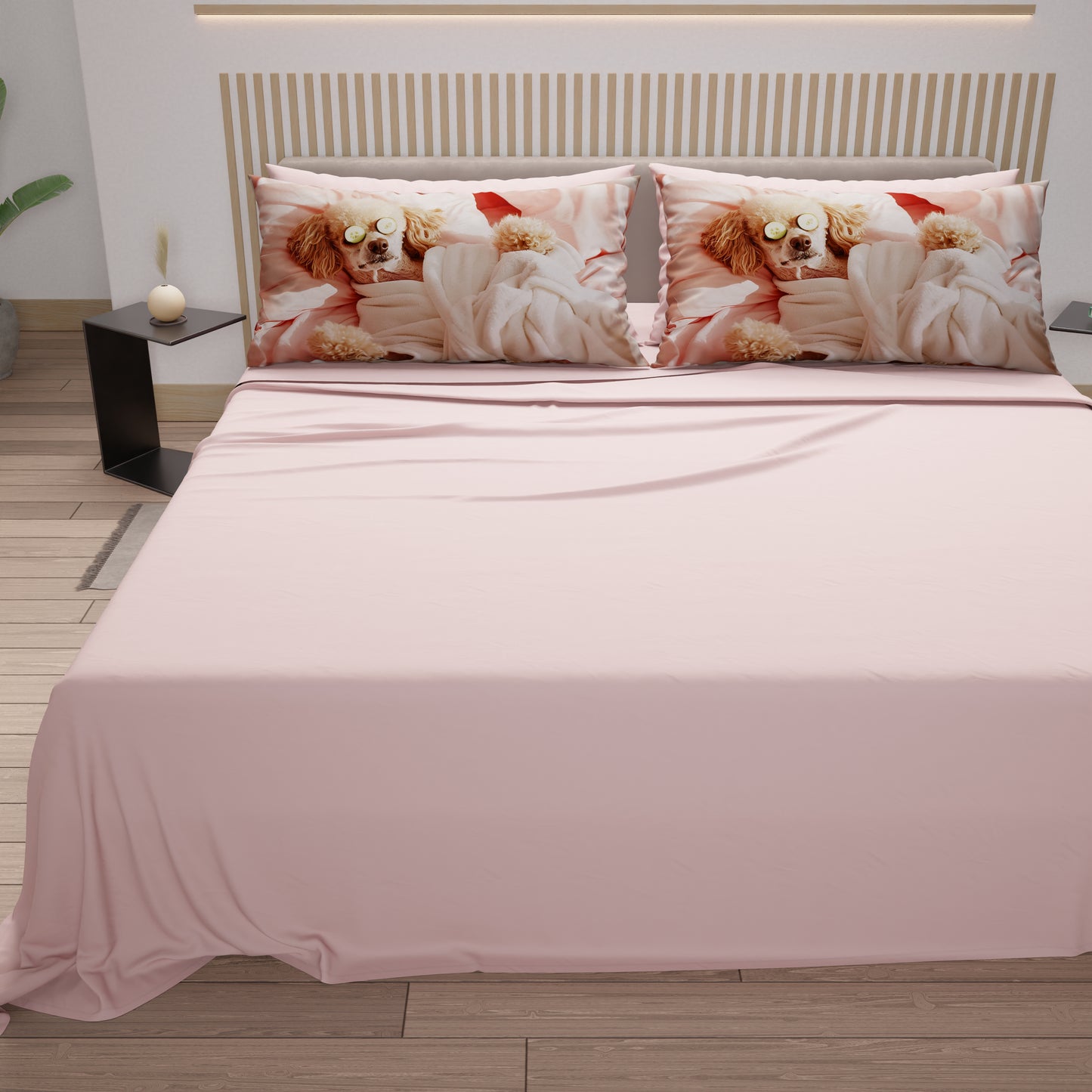 Draps Animaux en Coton, Parure de Lit avec Taies d'Oreiller en Impression Numérique Chien 13