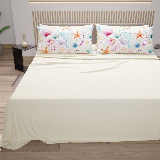 Draps en coton, parure de lit avec taies d'oreiller à impression numérique marine 102