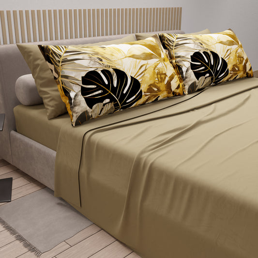 Draps en coton, parure de lit avec taies d'oreiller à impression numérique tropicale 102
