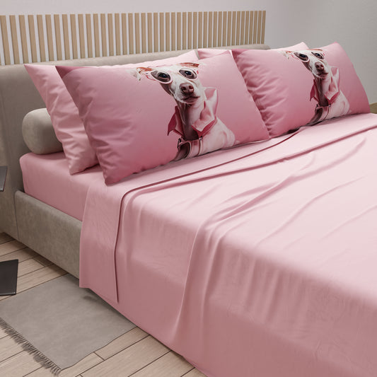 Draps Animaux en Coton, Parure de Lit avec Taies d'Oreiller en Impression Digitale Chiens 10