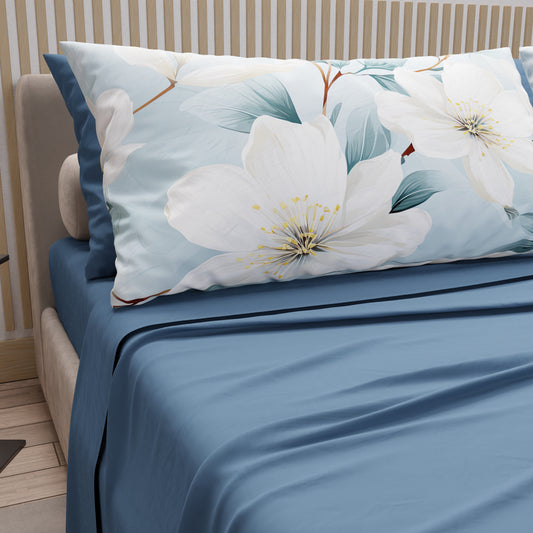 Draps en coton, ensemble de lit avec taies d'oreiller à impression numérique florale 106