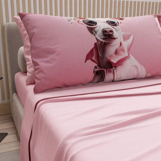 Draps Animaux en Coton, Parure de Lit avec Taies d'Oreiller en Impression Digitale Chiens 10