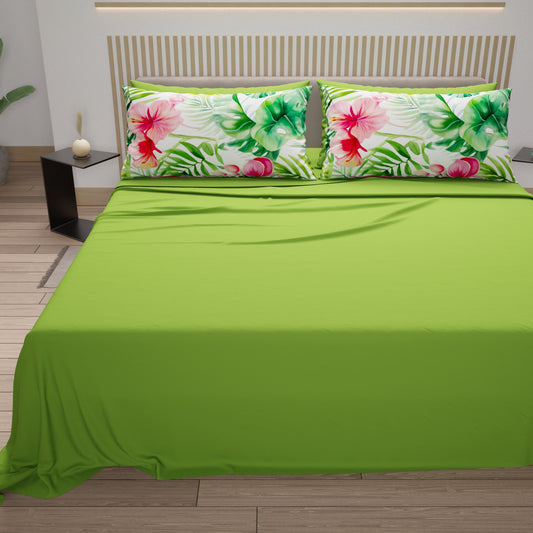 Draps en Coton, Parure de Lit avec Taies d'Oreiller en Impression Numérique Malaisie
