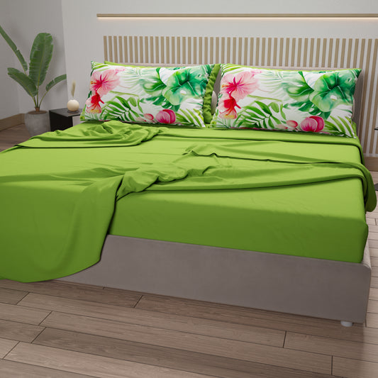Draps en Coton, Parure de Lit avec Taies d'Oreiller en Impression Numérique Malaisie