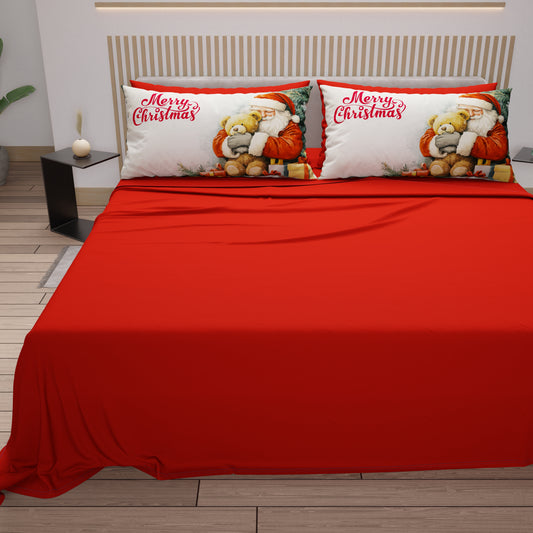 Lenzuola Natalizie in Cotone, Completo Letto con Federe in Stampa Digitale 25 Xmas 12