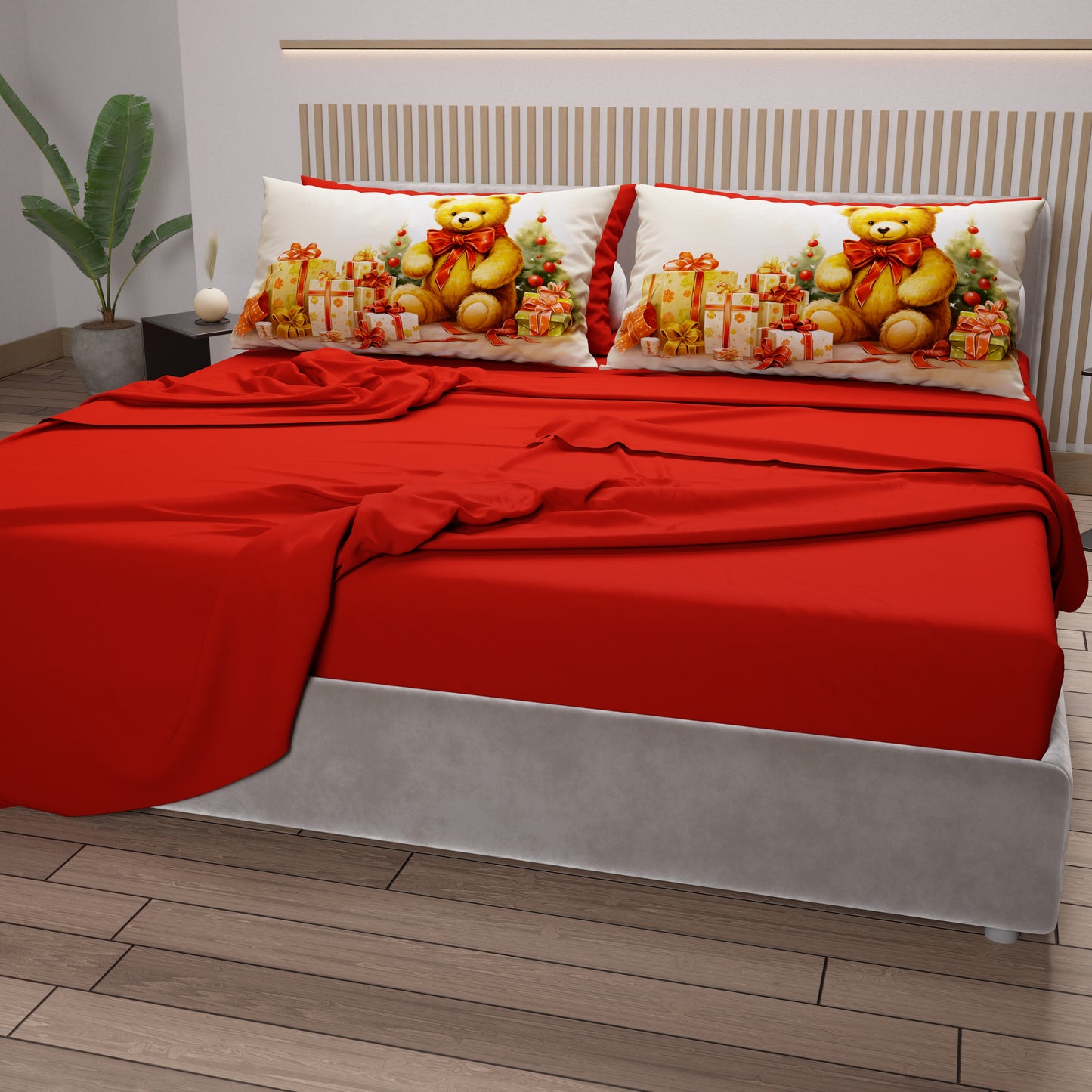 Draps de Noël en Coton, Parure de Lit avec Taies d'Oreiller en Impression Numérique 25 Xmas 3