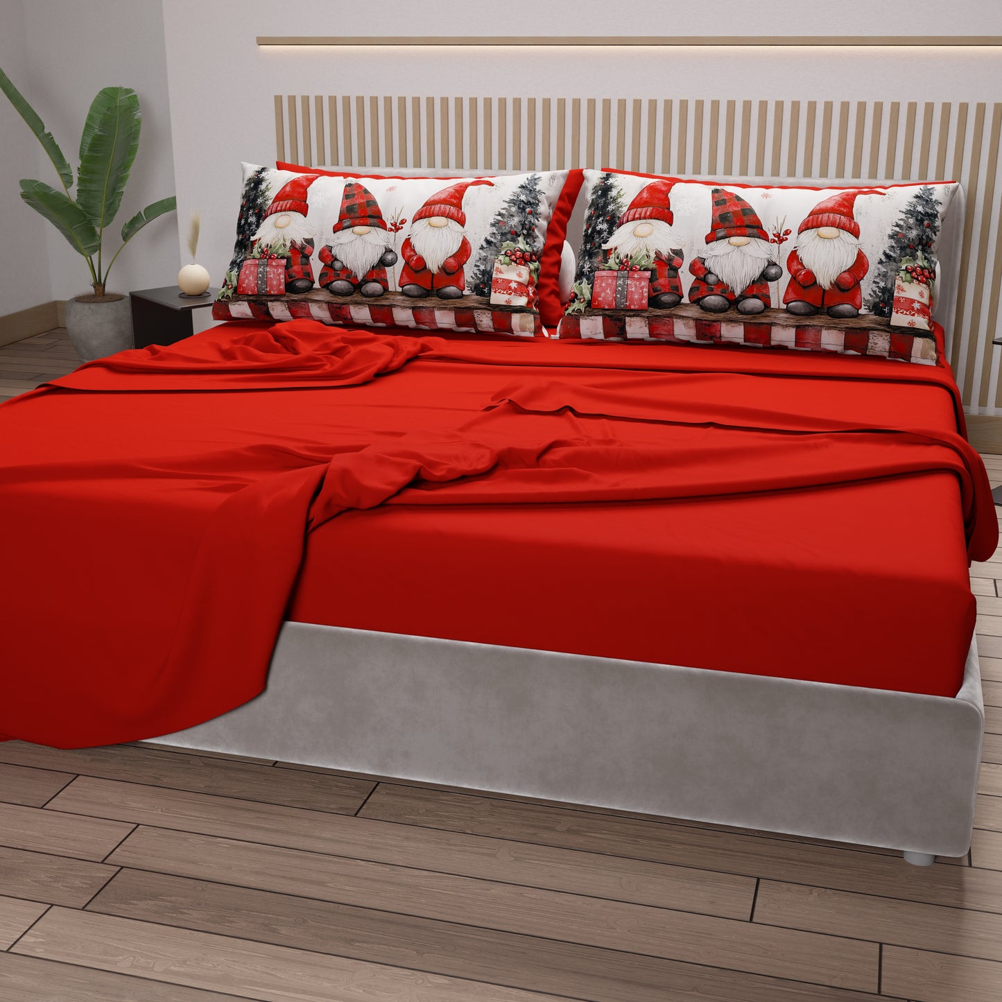 Draps de Noël en Coton, Parure de Lit avec Taies d'Oreiller en Impression Numérique 25 Xmas 5