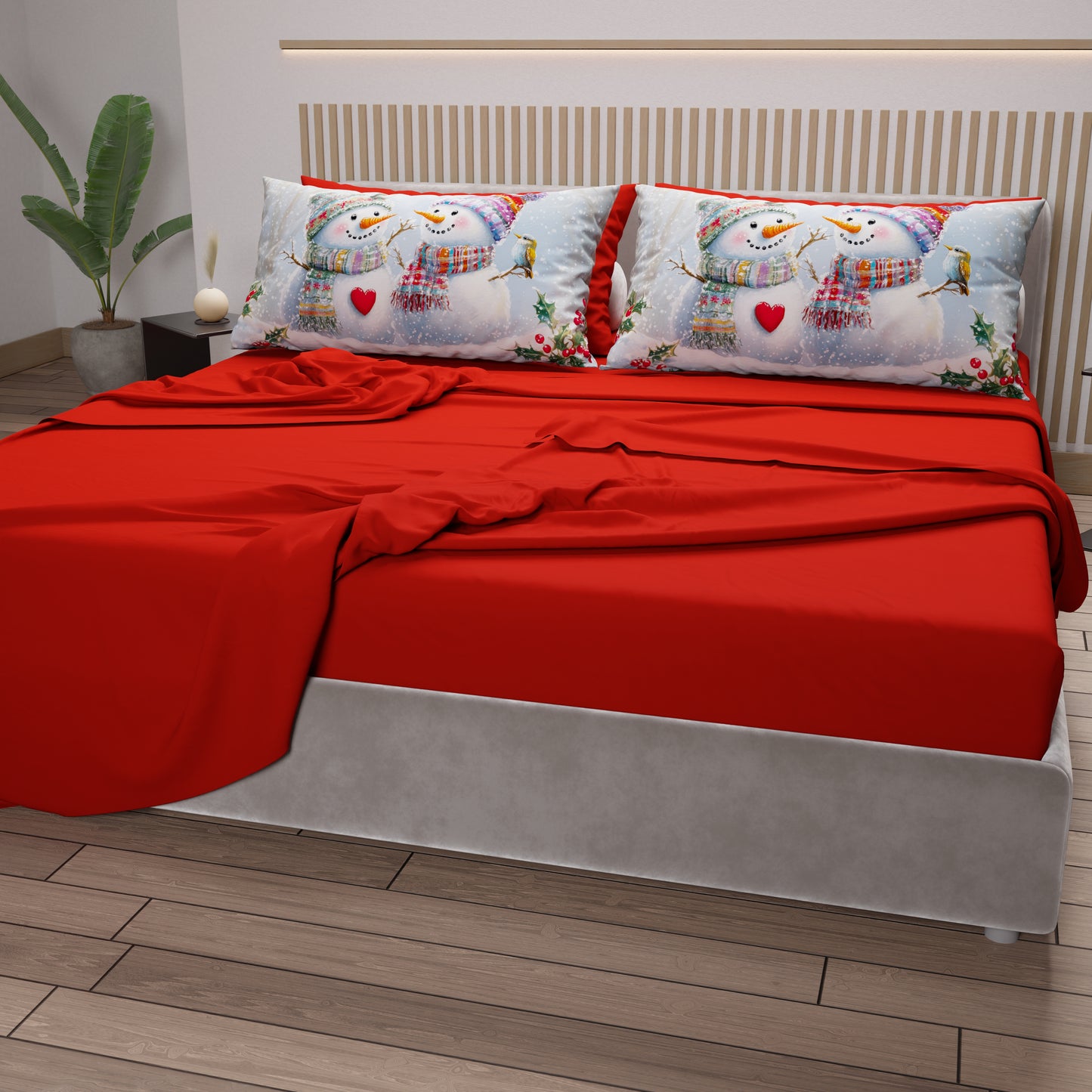 Draps de Noël en Coton, Parure de Lit avec Taies d'Oreiller en Impression Numérique 25 Xmas 7