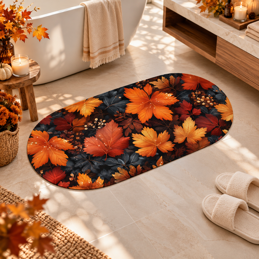 Tappeto Bagno Stampa Digitale Forma Ovale Autunno 01