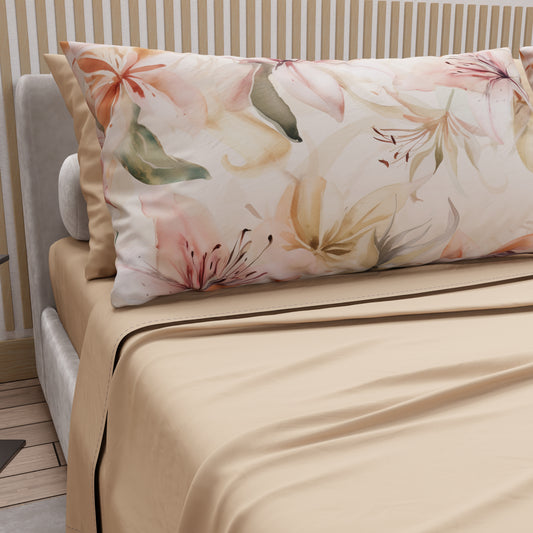 Lenzuola in Cotone, Completo Letto con Federe in Stampa Digitale Floreale F3