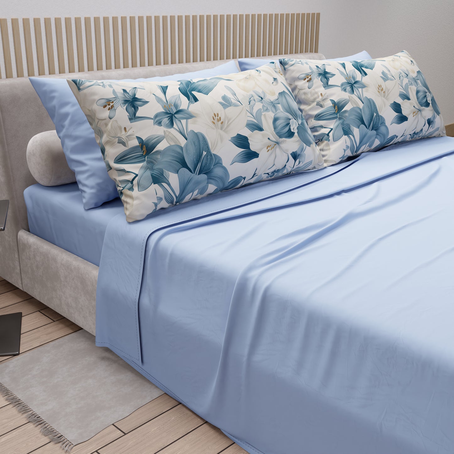 Lenzuola in Cotone, Completo Letto con Federe in Stampa Digitale Floreale F30