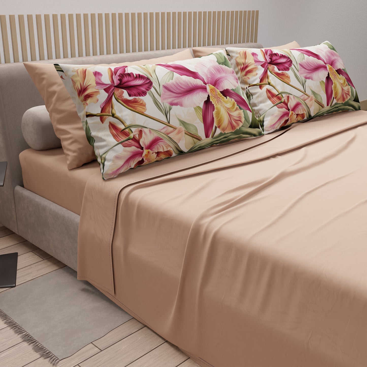 Lenzuola in Cotone, Completo Letto con Federe in Stampa Digitale Floreale F36