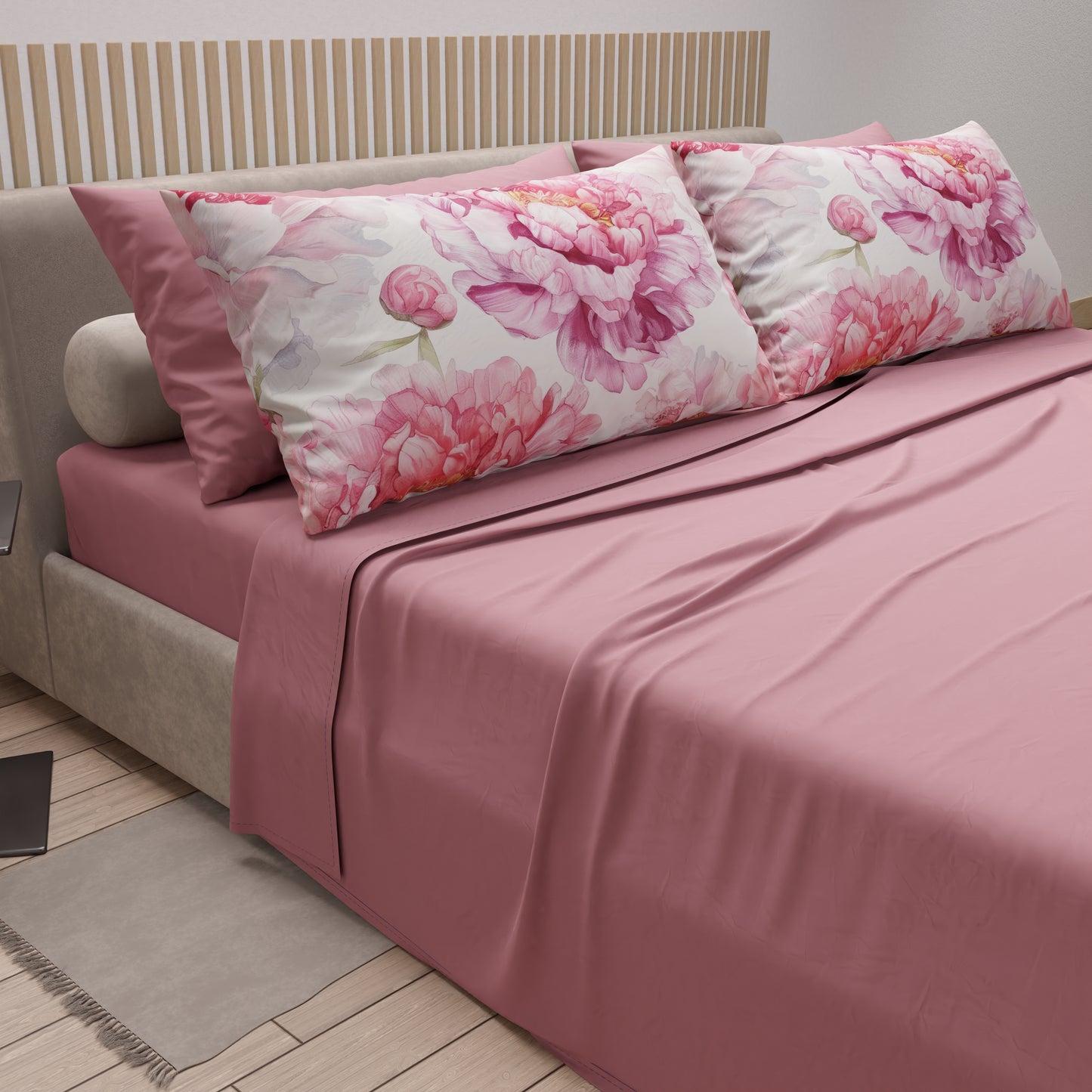 Lenzuola in Cotone, Completo Letto con Federe in Stampa Digitale Floreale F41