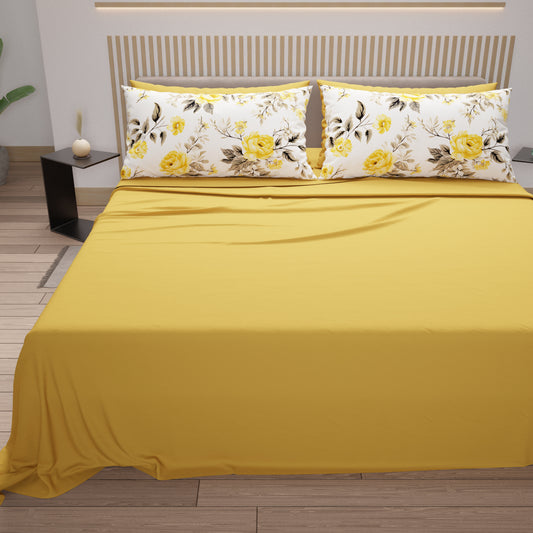 Draps en Coton, Parure de Lit avec Taies d'Oreiller en Impression Numérique Monaco