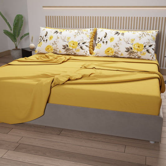 Draps en Coton, Parure de Lit avec Taies d'Oreiller en Impression Numérique Monaco