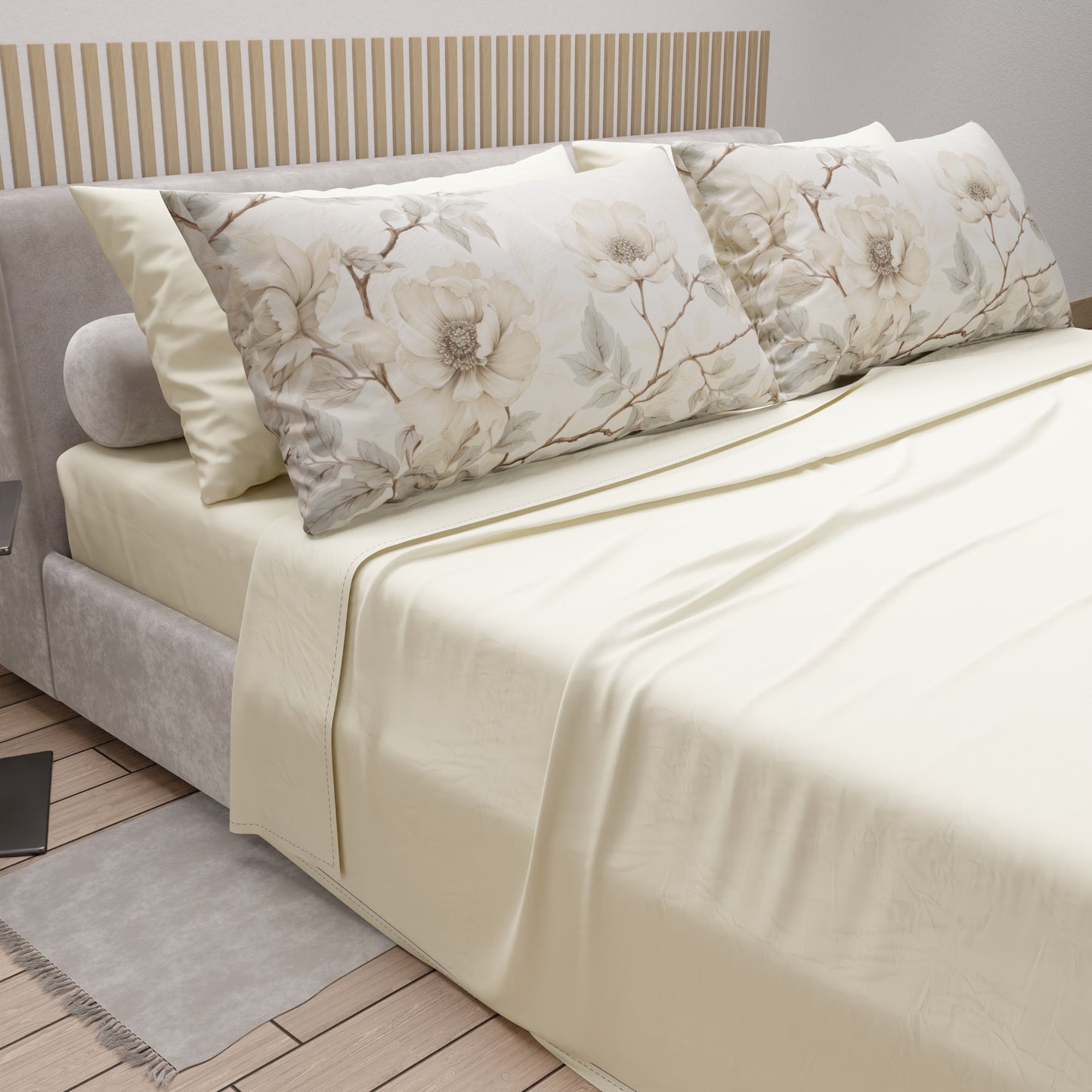 Lenzuola in Cotone, Completo Letto con Federe in Stampa Digitale Floreale F6