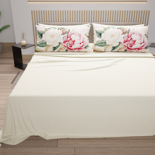 Draps en Coton, Parure de Lit avec Taies d'Oreiller en Impression Numérique Sofia