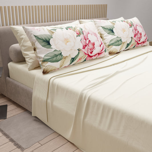 Draps en Coton, Parure de Lit avec Taies d'Oreiller en Impression Numérique Sofia
