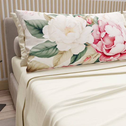 Draps en Coton, Parure de Lit avec Taies d'Oreiller en Impression Numérique Sofia