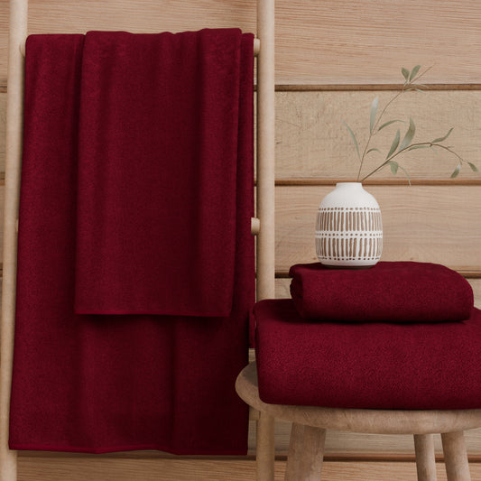 Asciugamani Bagno in Spugna Tinta Unita Bordeaux