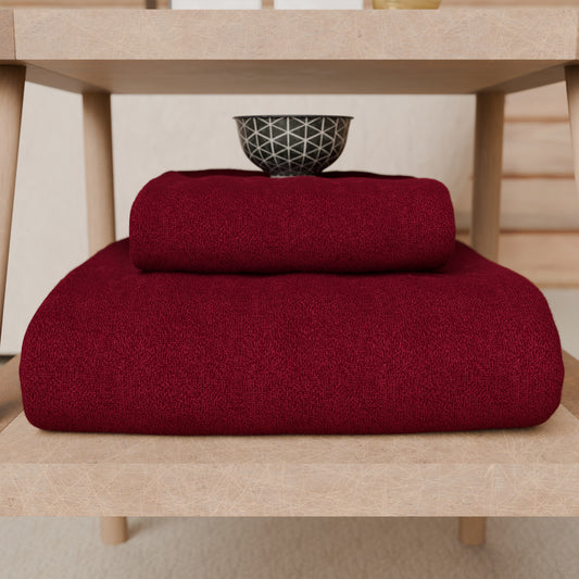 Asciugamani Bagno in Spugna Tinta Unita Bordeaux